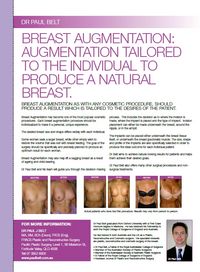Breast augmentation: augmentation tailored to the individual to produce a natural breast