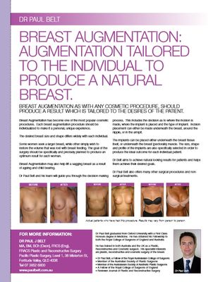 Breast augmentation tailored to the individual to produce a natural breast - Vogue February 2008