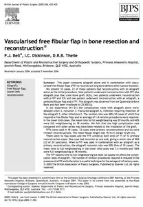 Vascularised free fibular flap in bone resection and reconstruction